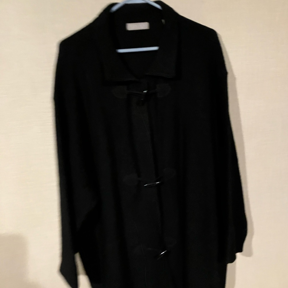 Kate Hill - Wool Cadigan with Toggle Closures - 3X - Black (#132)